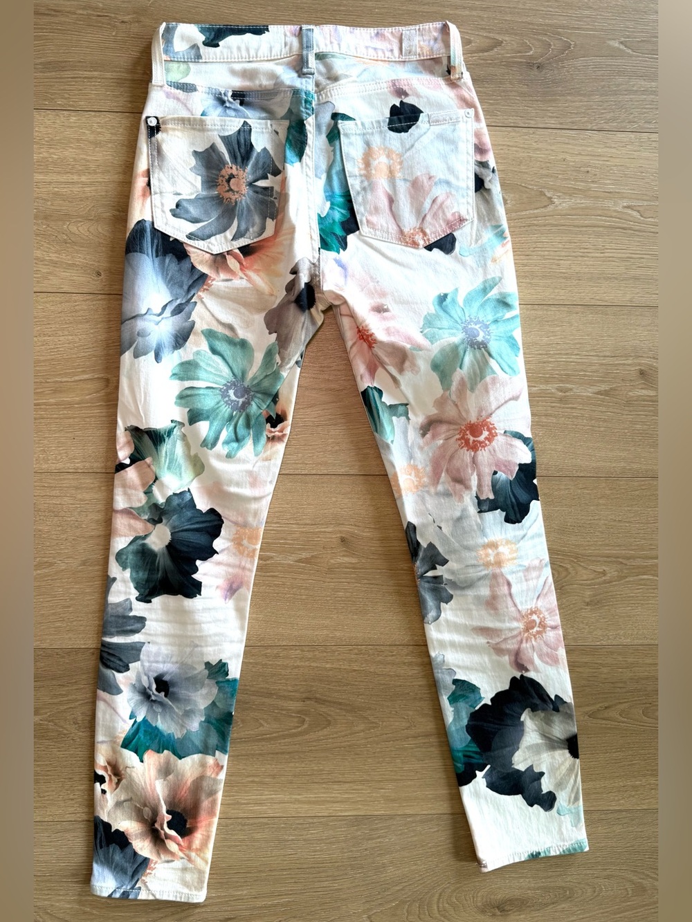 7 For All Mankind The Ankle Skinny Floral Sz 23 - Picture 2 of 4